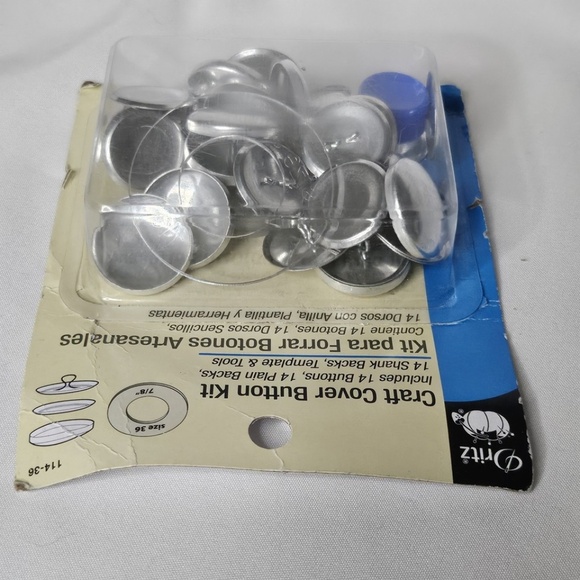 New Dritz 114-36 Craft Cover Button Kit Sz 36 7/8" 14 Buttons Plain Shank Backs - Picture 6 of 8